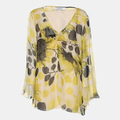 Marina Rinaldi Yello/black Sunflower Print Chiffon Blouse In Multi