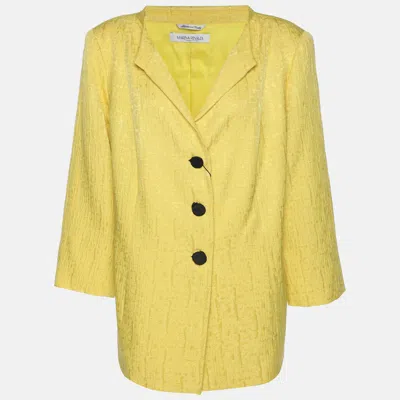 Pre-owned Marina Rinaldi Yellow Jacquard Blazer L