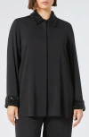 Marina Rinaldi Virgin Wool Sparkling-detail Coat In Black