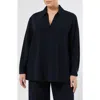 Marina Rinaldi V-neck Zama Blouse In Blue