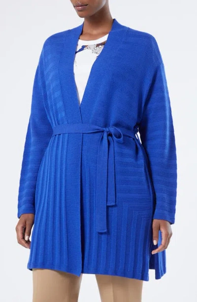 Marina Rinaldi Zamia Virgin Wool Cardigan In Blue