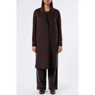 Marina Rinaldi Zarina Mixed Media Virgin Wool Blend Coat In Black