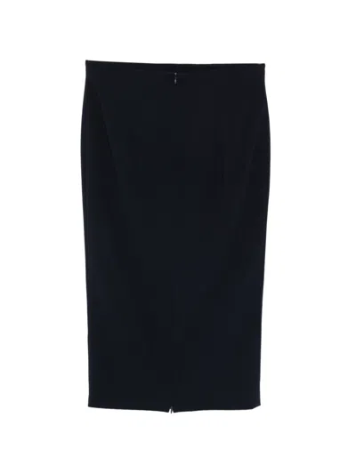 Marina Rinaldi Zipped Slit Pencil Skirt In Blue
