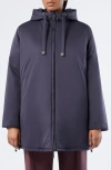 Marina Rinaldi Zuara Insulated Coat With Faux Fur Lining In Blue