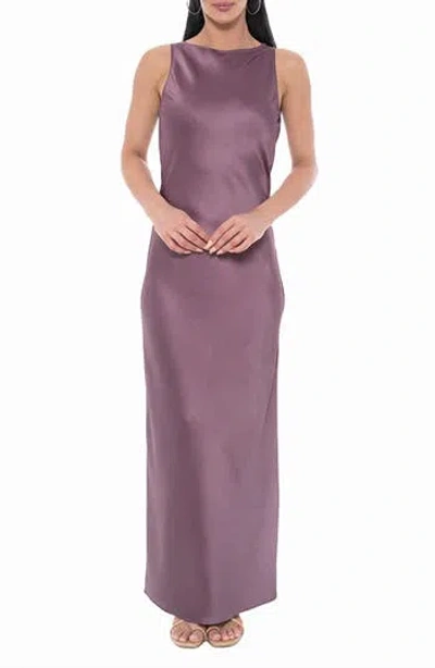 Marina Satin Maxi Dress In Brown