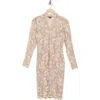 Marina Scallop Lace Long Sleeve Sheath Dress In Champagne