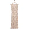 Marina Scallop Lace Sleeveless Midi Dress In Nude