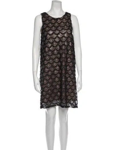 Pre-owned Marina Scoop Neck Knee-length Dress In Black