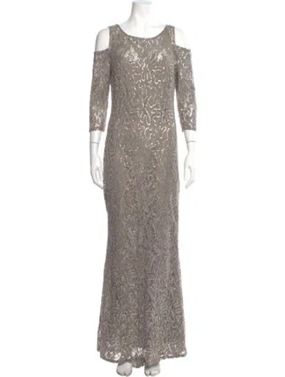 Pre-owned Marina Scoop Neck Long Dress In Gray