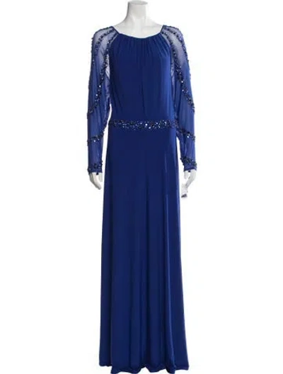 Pre-owned Marina Scoop Neck Long Dress W/ Tags In Blue