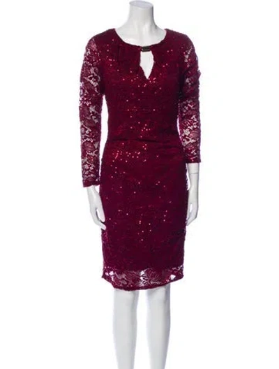 Pre-owned Marina Scoop Neck Mini Dress In Burgundy