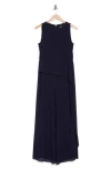 Marina Sleeveless Chiffon Cocktail Jumpsuit In Blue