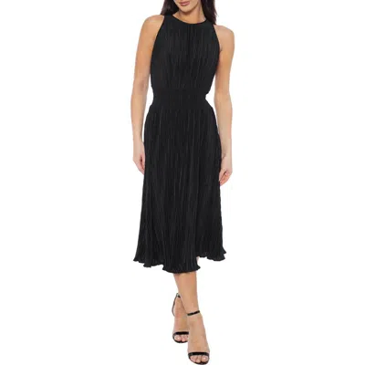 Marina Sleeveless Pleated Midi Dress In Black