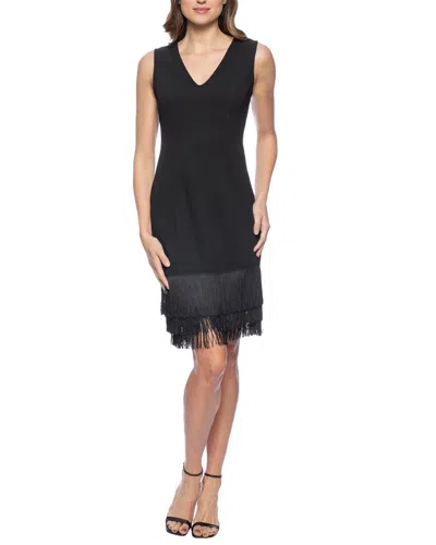 Marina V-neck Fringe Sheath Dress In Black