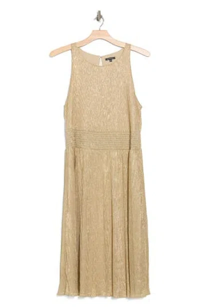 Marina Smocked Waist Midi Cocktail Dress In Yellow