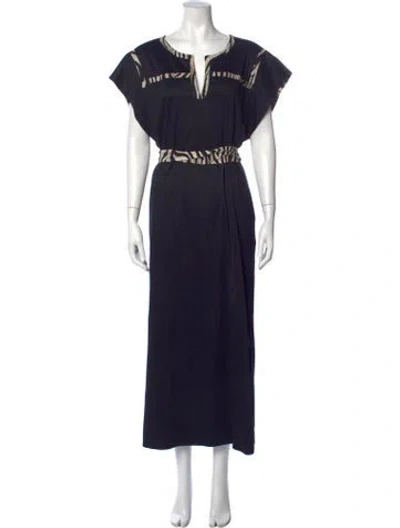 Pre-owned Marina Sport Animal Print Long Dress In Blue