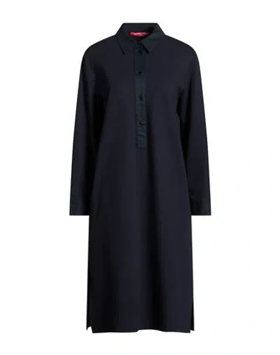 Marina Sport By Marina Rinaldi Woman Midi Dress Navy Size Xl Viscose, Polyamide, Elastane In Blue