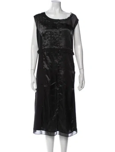 Pre-owned Marina Sport Crew Neck Midi Length Dress In Blue