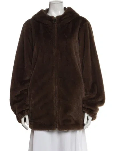 Pre-owned Marina Sport Faux Fur Jacket In Brown