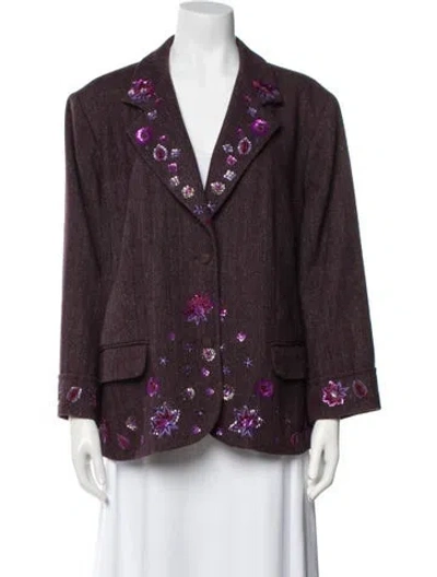 Pre-owned Marina Sport Floral Print Blazer In Burgundy