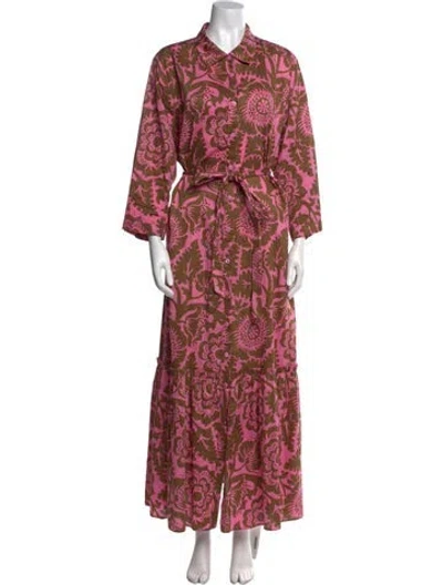 Pre-owned Marina Sport Floral Print Long Dress In Multi