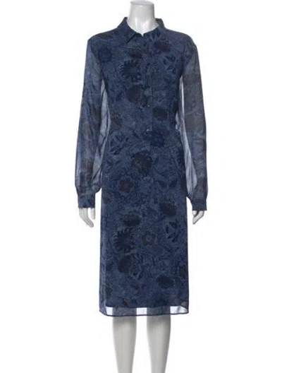 Pre-owned Marina Sport Floral Print Midi Length Dress In Blue