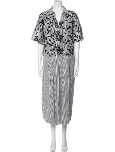 Pre-owned Marina Sport Floral Print Midi Length Dress In White