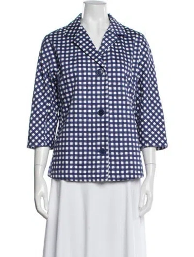 Pre-owned Marina Sport Gingham Jacket Plaid Print Jacket In Blue/white