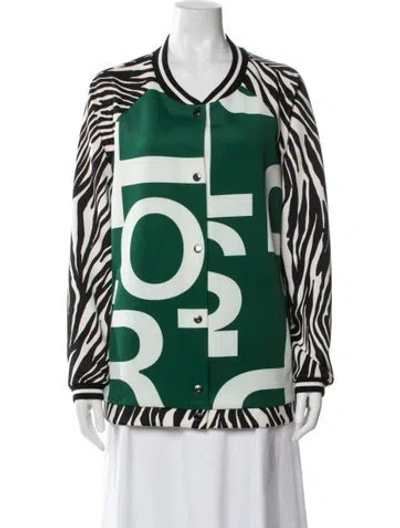 Pre-owned Marina Sport Graphic Print Bomber Jacket In Green