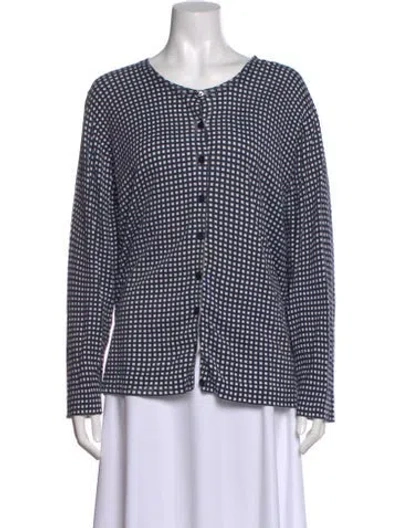 Pre-owned Marina Sport Houndstooth Print Scoop Neck Sweater In Blue