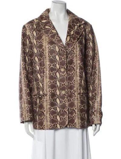 Pre-owned Marina Sport Leather Animal Print Evening Jacket In Multi
