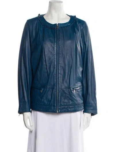 Pre-owned Marina Sport Leather Jacket In Blue