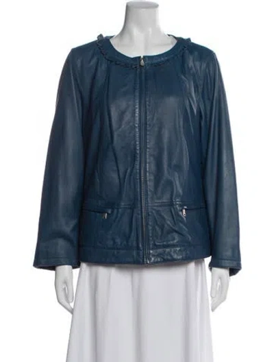 Pre-owned Marina Sport Leather Jacket In Blue