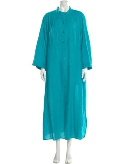 Pre-owned Marina Sport Linen Long Dress In Blue