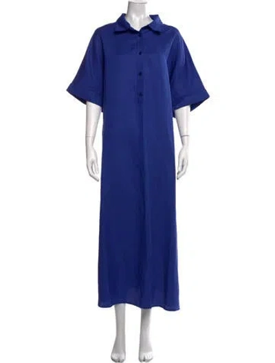 Pre-owned Marina Sport Linen Long Dress In Blue