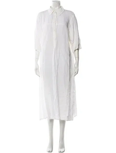 Pre-owned Marina Sport Linen Long Dress In White