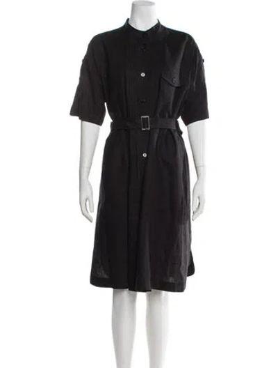Pre-owned Marina Sport Linen Midi Length Dress In Black