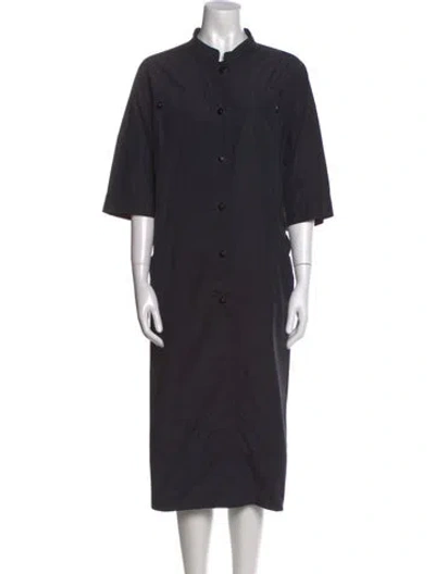 Pre-owned Marina Sport Mock Neck Midi Length Dress In Blue