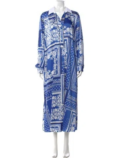 Pre-owned Marina Sport Paisley Print Long Dress W/ Tags In Blue