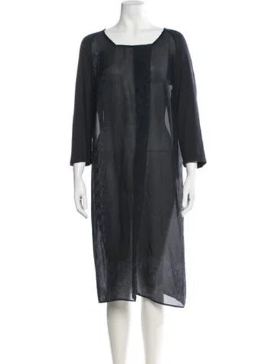 Pre-owned Marina Sport Patterned Midi Length Dress In Black