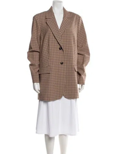 Pre-owned Marina Sport Plaid Print Peacoat In Brown