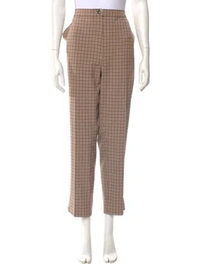 Pre-owned Marina Sport Plaid Print Straight Leg Pants W/ Tags In Brown