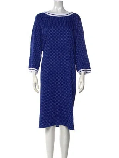 Pre-owned Marina Sport Polka Dot Print Knee-length Dress In Blue