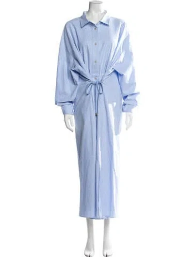 Pre-owned Marina Sport Printed Long Dress In Blue