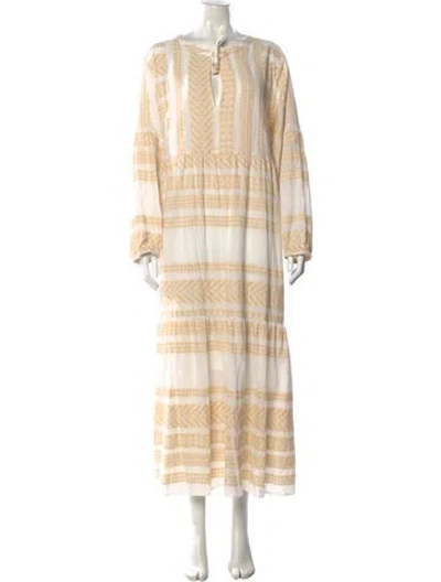 Pre-owned Marina Sport Printed Long Dress In Neutral