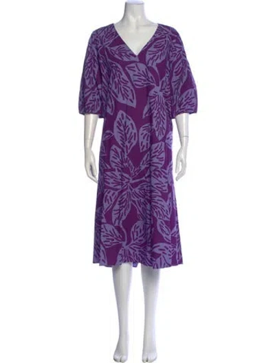 Pre-owned Marina Sport Printed Long Dress In Purple