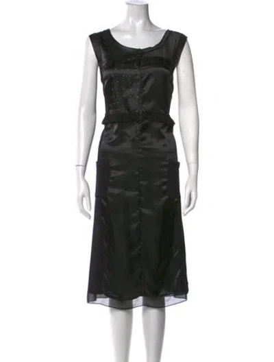 Pre-owned Marina Sport Scoop Neck Midi Length Dress In Black