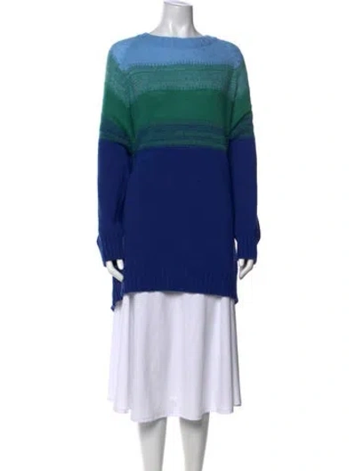 Pre-owned Marina Sport Striped Crew Neck Sweater In Blue