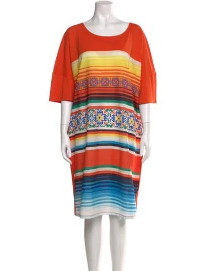 Pre-owned Marina Sport Striped Knee-length Dress In Orange