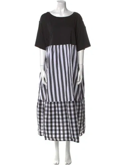 Pre-owned Marina Sport Striped Long Dress In Black